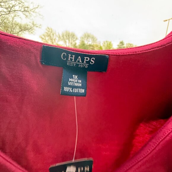 Chaps Woman Plus Size 1X Pullover Cotton Top with Ruffle Desert Pink NWT - Picture 9 of 16